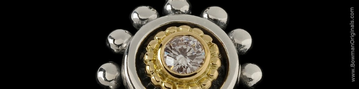 Diamond Pendant by Bowman Originals Sterling Silver and 18k Gold Diamond Pendant