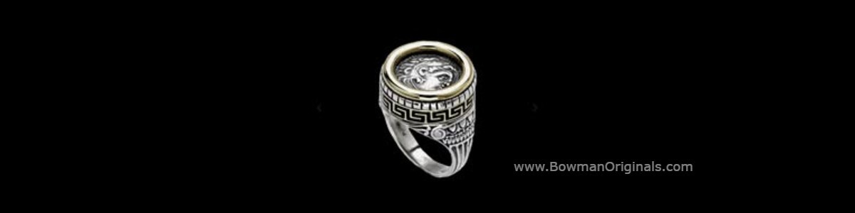 Sterling Silver and 18k Gold Greek Key Ring
