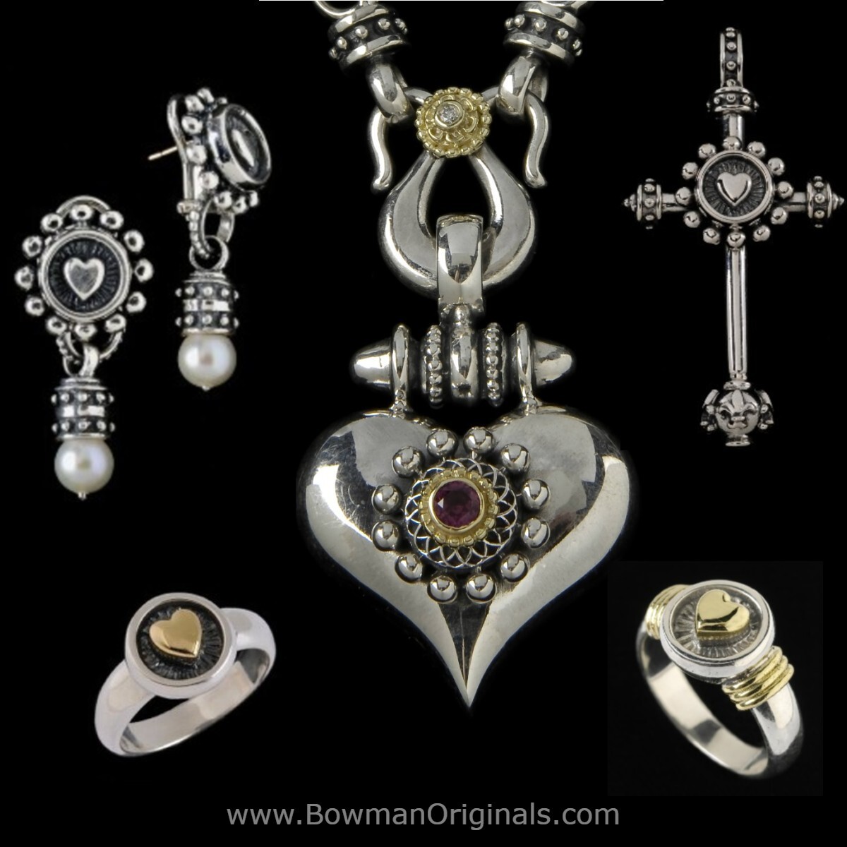 Sterling Silver and 18k Gold Heart Jewelry by Bowman Originals, Sarasota.